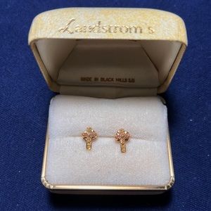 Vintage Black Hills Gold Cross Earrings
